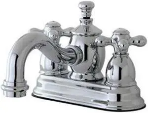 Kingston Brass KS7102BX 4 in. Centerset Lavatory Faucet with Heritage Spout & Metal Cross Handle, Polished Brass