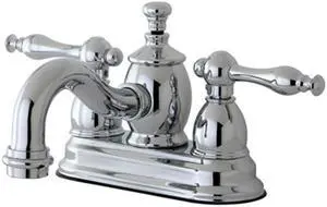 Kingston Brass KS7101NL 4 in. Centerset Lavatory Faucet with Heritage Spout & Metal Lever Handle, Polished Chrome
