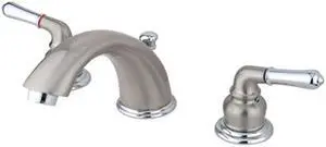 Kingston Brass GKB967 Water Saving Magellan Widespread Lavatory Faucet, Satin Nickel with Chrome Trim