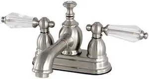 Kingston Brass KS7008WLL 4 in. Centerset Lavatory Faucet with Brass Pop-Up, Satin Nickel