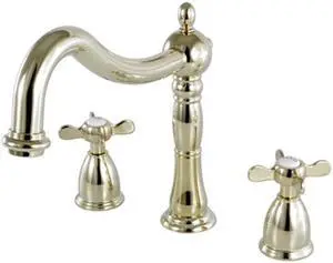 Kingston Brass KS1342BEX Roman Tub Filler with Cross Handle, Polished Brass