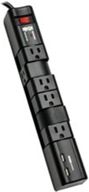 Tripp Lite TLP608RUSBB Protect It Surge Protector with 6 Rotatable Outlets 8 ft. Cord 2xUSB Charging Ports