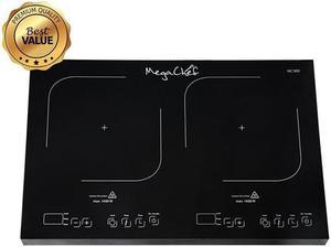 MC-2012A-B MegaChef Electric Easily Portable Ultra Lightweight Dual Coil Burner  Cooktop Buffet Range in Matte Black