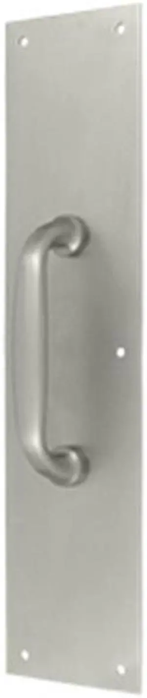 Deltana PPH55U15 3.5 x 15 in. Push Plate with 5.5 in. Handle, Satin Nickel - Solid