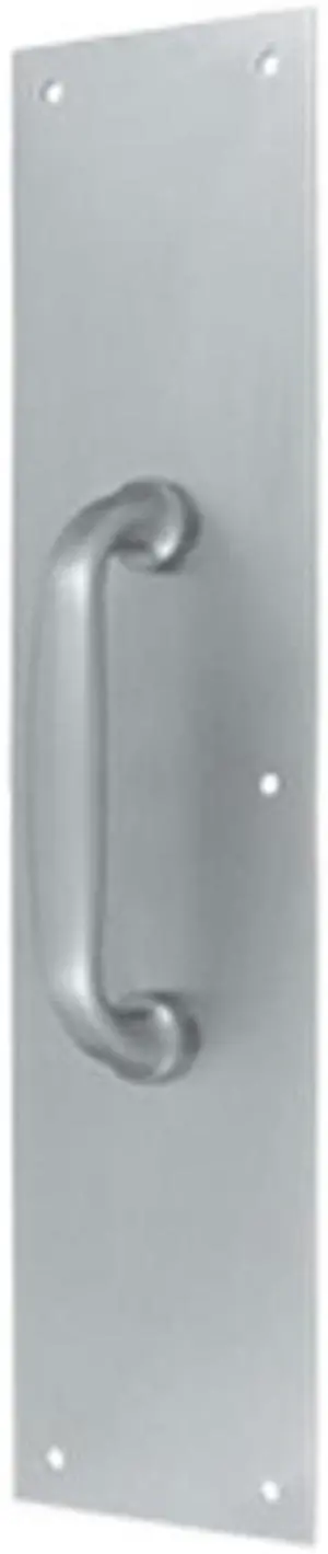 Deltana PPH55U26D 3.5 x 15 in. Push Plate with 5.5 in. Handle, Satin Chrome - Solid