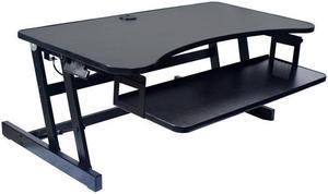 Ergonomic Adjustable Stand Up Desk Riser  32"W  Pull-Out Keyboard Tray  Black  - R EADRB