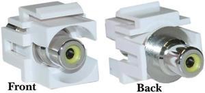 Cable Wholesale RCA Female / Female Connector Keystone Module (Recessed), White (Yellow RCA)
