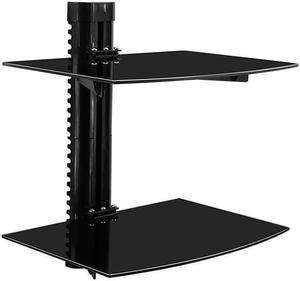 Mount-It! Floating AV Wall Mount | 2 Glass Shelves | 35.2 lbs Capacity