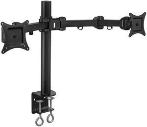 Mount-It! Dual Monitor Mount Desk Stand | 27" Max Screen Size | C-Clamp and Grommet Base