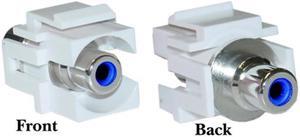Cable Wholesale RCA Female / Female Coupler, Keystone Insert (Recessed) White (Blue RCA)