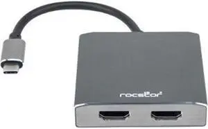 Rocstor Y10A203-A1 Premium USB-C to Dual HDMI Multi Monitor Adapter - 4K 30Hz