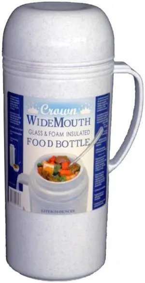 Brentwood 1.0L Wide Mouth Mouth Glass Vacuum/Foam Insulated Food Thermos