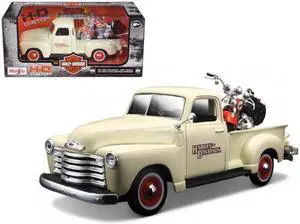 Maisto 32194 1950 Chevrolet 3100 Pickup Truck Harley Davidson 1-25 with 2001 FLSTS Heritage Springer Motorcycle 1-24 Diecast Model