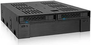 Cremax MB322SP-B 2 x 2.5 in. SATA-SAS HDD-SSD to 5.25 in. Mobile Rack - Black