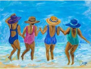 Sun Dance Graphics PDX11474CSMALL Ladies On The Beach I Poster Print by Julie Derice, 11 x 14 - Small
