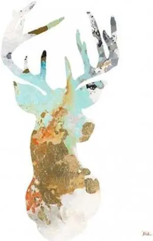Sun Dance Graphics PDX11878BSMALL Gold Deer On Forest Poster Print by Patricia Pinto, 12 x 12 - Small