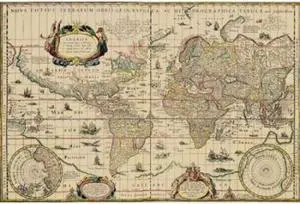 Classic Collections PDXCC3070LARGE Explorers World 1630 Blau Poster Print by Willem Jansz, 24 x 36 - Large
