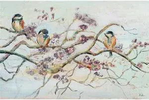 Sun Dance Graphics PDX10780FSMALL Birds On Cherry Blossom Branch Poster Print by Patricia Pinto, 12 x 18 - Small