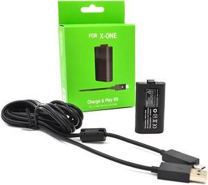 For XBOX-ONE Controller Play and Charge Kit, 2400 Mah Battery + 9ft LED Cable for Xbox One Rechargeable Battery with Play and Charge Power Cable