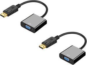 2Pack DP DisplayPort to VGA Adapter 1080p   Display Port to VGA Adapter Converter up to 1080p @ 60Hz and PC graphics resolutions up to 2048 x 1152 @ 60Hz, Black