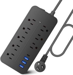 Power Strip Surge Protector, 8 Widely-Spaced Outlets with 4 USB Ports, Low-Profile Flat Plug, Wall Mountable 4ft Extension Cord, ETL Listed 1700J 14AWG Heavy Duty, for Room Kitchen Garage