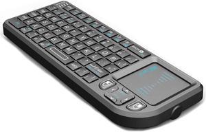 Rii Mini Wireless Keyboard with Touchpad& Keyboard,Support 2.4G Connection,Built-in Laser Pointer, Backlit Portable Keyboard Wireless with Remote Control, Black.