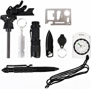 Camping Survival Tool, Multi-purpose Professional Hiking Outdoor 10 sets Survival Kit Adventure Tourism Security Equipment