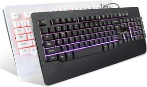 KG32 USB Wired Gaming  backlit Illuminated Keyboard with Similar Mechanical Touch  Feeling Big version 3 Colors--Black-White