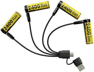 Nitecore NH2400 2400mAh USB-C Rechargeable AA Battery 4-Pack
