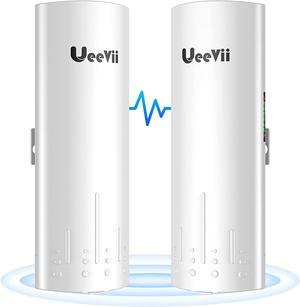 Wireless Bridge, UeeVii 5.8G Outdoor CPE Point to Point Long Range Access with 14DBi High Gain 22 Mimo Antenna, PoE Adapter, 2 RJ45 LAN Ethernet Port, 2-Pack