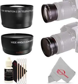 49mm 2X HD Multi-Coated Telephoto with Wide Angle Lens Kit for 49mm Thread Lens
