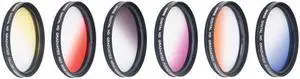 Vivitar 67mm Graduated Color Multicoated Filter Set (Red, Yellow, Blue, Orange, Gray, Purple & Case)