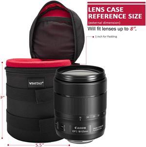 Vivitar Premium Lens Case 8 Inches Well Padded With Belt Loop and Neck Strap