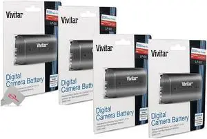 Four Packs Vivitar VIV-CB-E6 Replacement Battery for Canon LP-E6 Battery