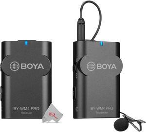 BOYA by-WM4 Pro 2.4G Wireless Microphone System(Dual Transmitters + One Receiver) with Hard Case Compatible with DSLR Camera Camcorder Smartphone PC Tablet Sound Audio Recording Interview