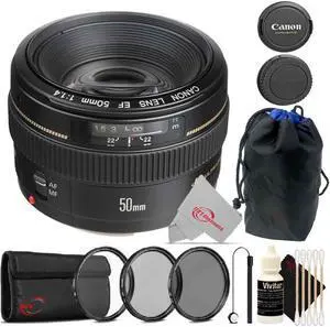 Canon EF 50mm f/1.4 USM Lens + 58mm UV CPL ND Filter Kit + Pouch + 3pc Cleaning Kit