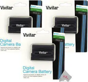 3X Vivitar Nikon EN-EL15 Replacement Battery for Nikon Z5 Z6 Z7 D500 D750 D780 D800 D7500 Digital Cameras