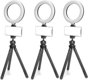 3pcs Vivitar 6 Inches LED Ring Light Dimmable Lamp for Iphone Smartphone for Vlogging