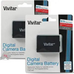 2x Vivitar LP E10 Replacement Battery for Canon T7 T6 T5 T100 4000D 3000D 2000D