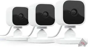 3x Blink Mini Compact Indoor Plug-in HD Smart Security Camera, 1080HD Video, Works with Alexa