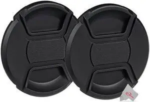 2-Pack 52mm Center Pinch Snap On Lens Cap Front Dust Cover for Canon Nikon Sony Fujifilm SLR Mirrorless Camera