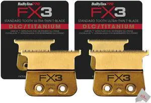 2x Babyliss Pro FX703G FX3 DLC Titanium Standard Tooth Ultra-Thin Blade Zero Gap Blade