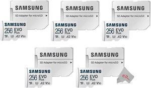 5x Samsung EVO Plus MicroSD 256GB, 130MBs Memory Card with Adapter