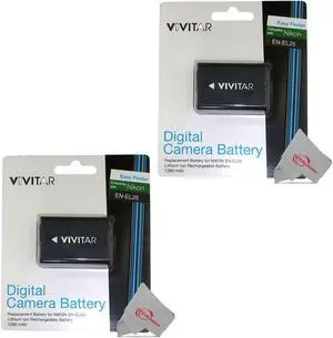 Vivitar EN-EL25 Replacement Lithium-Ion Rechargeable Battery 1500 mAh for Nikon Z50 ZFC - 2 Count