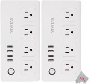 2x Vivitar Smart Home Smart Plug Power Strip 4 Wi-Fi Outlets + 4 USB Ports  No Hub Required