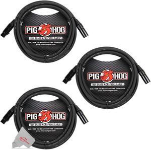 Pig Hog 8mm XLR Microphone Cable Male to Female 10 Ft Fully Balanced Premium Mic Cable  - 3 Units
