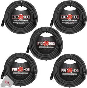 Pig Hog 8mm XLR Microphone Cable Male to Female 50 Ft Fully Balanced Premium Mic Cable  - 5 Units