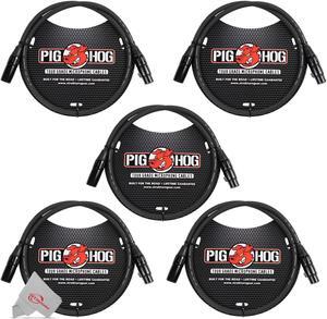Pig Hog 8mm XLR Microphone Cable Male to Female 3 Ft Fully Balanced Premium Mic Cable  - 5 Units
