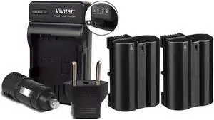2x Vivitar Replacement Rechargeable Battery for Nikon EN-EL15c + MH-25 Replacement Battery Charger