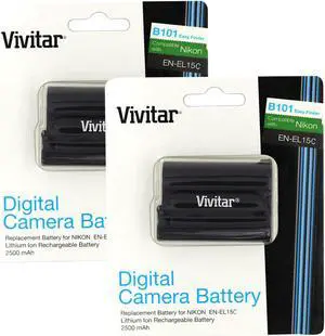 2x Vivitar VIV-NB-EL15C Replacement Rechargeable Lithium-Ion Battery for Nikon EN-EL15c